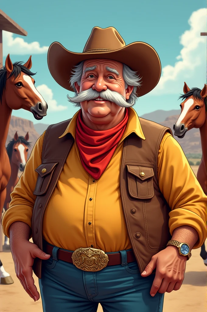  Illustrated image of my grandfather He was dark-skinned with sideburns, He wore a hat and a cowboy outfit, He was fat and had a mustache, He was always smiling and he liked horses.