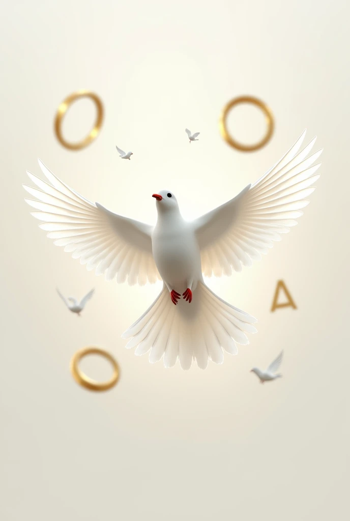 (a white dove of peace with two gold rings) (write the acronyms MPRA)