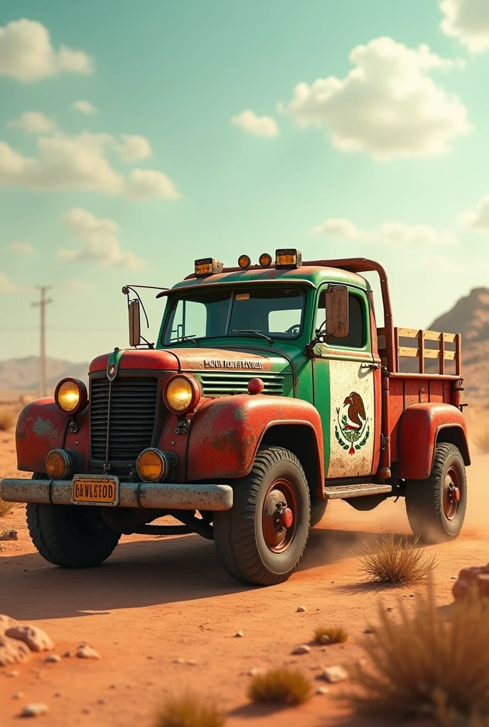 Truck with Mexican flag and the name OSTOA