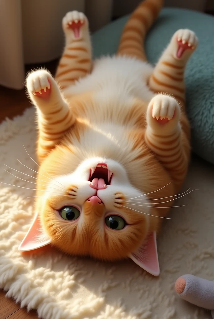 a cat  acting like its dead upsidedown