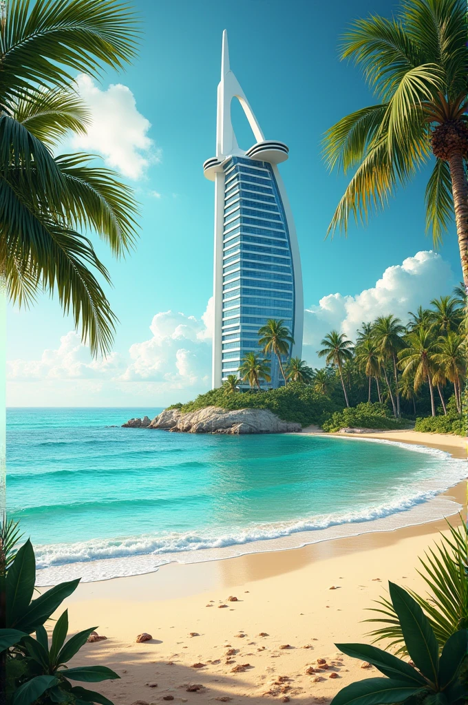 Make an invitation with a beautiful beach background that "baru tower" and at the bottom say "valor 180k" Responsible Luis Borrego WhatsApp 3016662829 It comes out on November 11