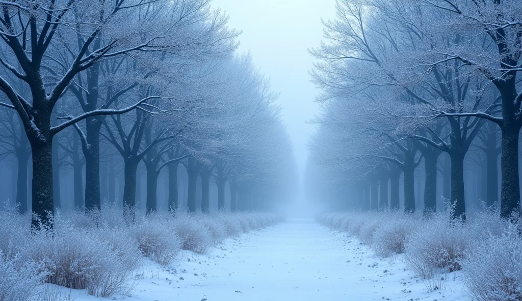 dense forest scenery japan in blue snow no river snowing no road