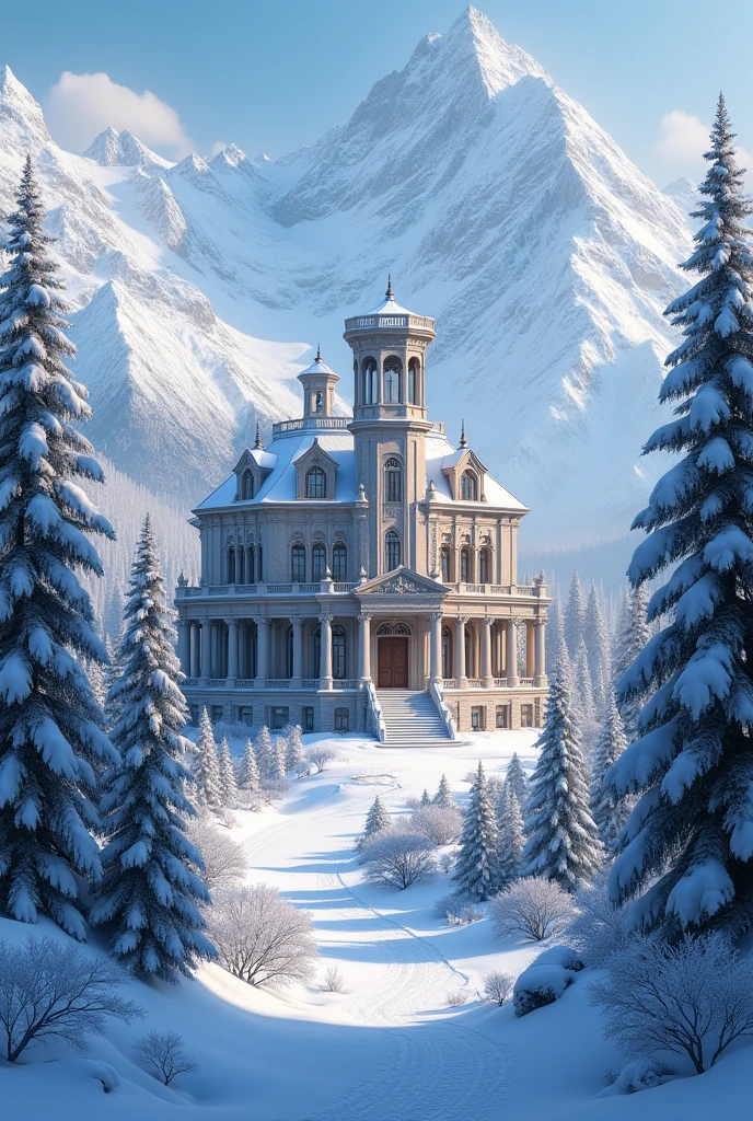 Villa in snowy mountains