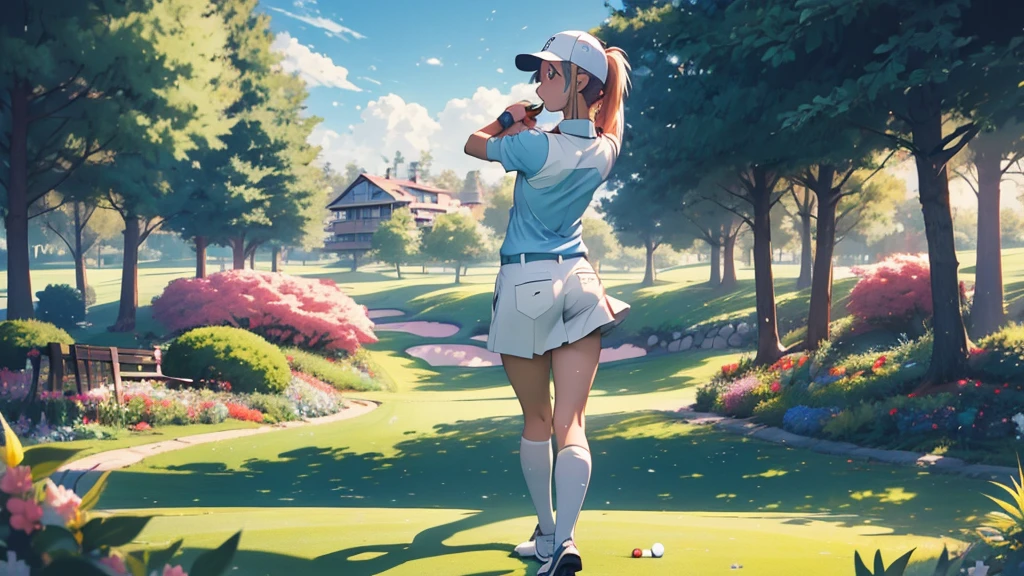 5 men and women　golfをしている、Anime Style 4 k, anime wallpaper 4k, anime wallpaper 4k, 4k anime wallpaper, anime art wallpaper 4k, anime art wallpaper 4k, Anime Style. 8k, Anime atmosphere, Ultra HD Anime Wallpaper, アニメアート壁紙 8k, Anime Background,golf、golf場、golfをしている、golf、golfクラブを持っている
golfスイングをしている　Line of sight　smile　looks fun

