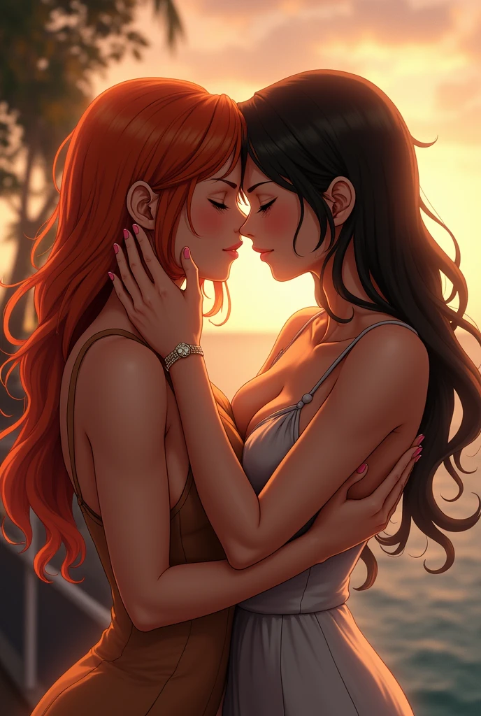 Nami kissing nico robin
