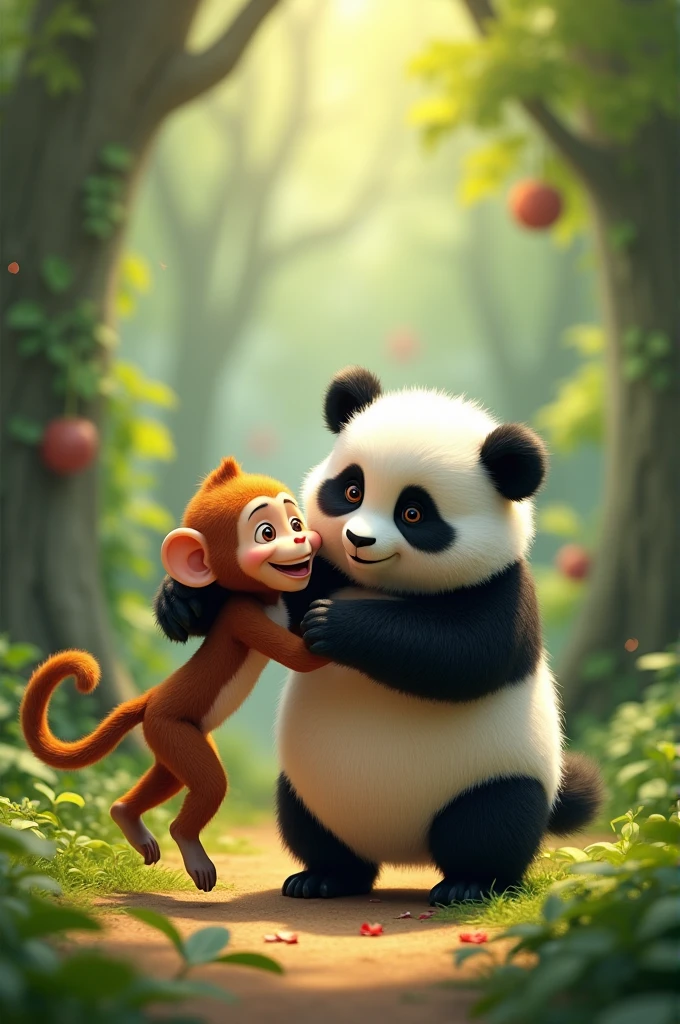 A Panda and a Monkey