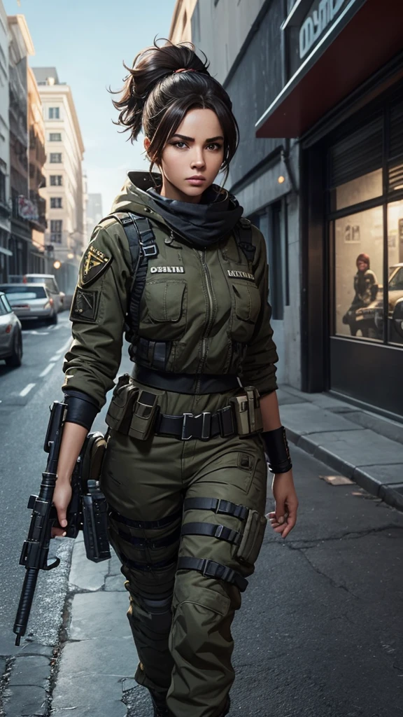 What would the female character be like? "urban tracker" from the Call of Duty Mobile video game in a mythical version