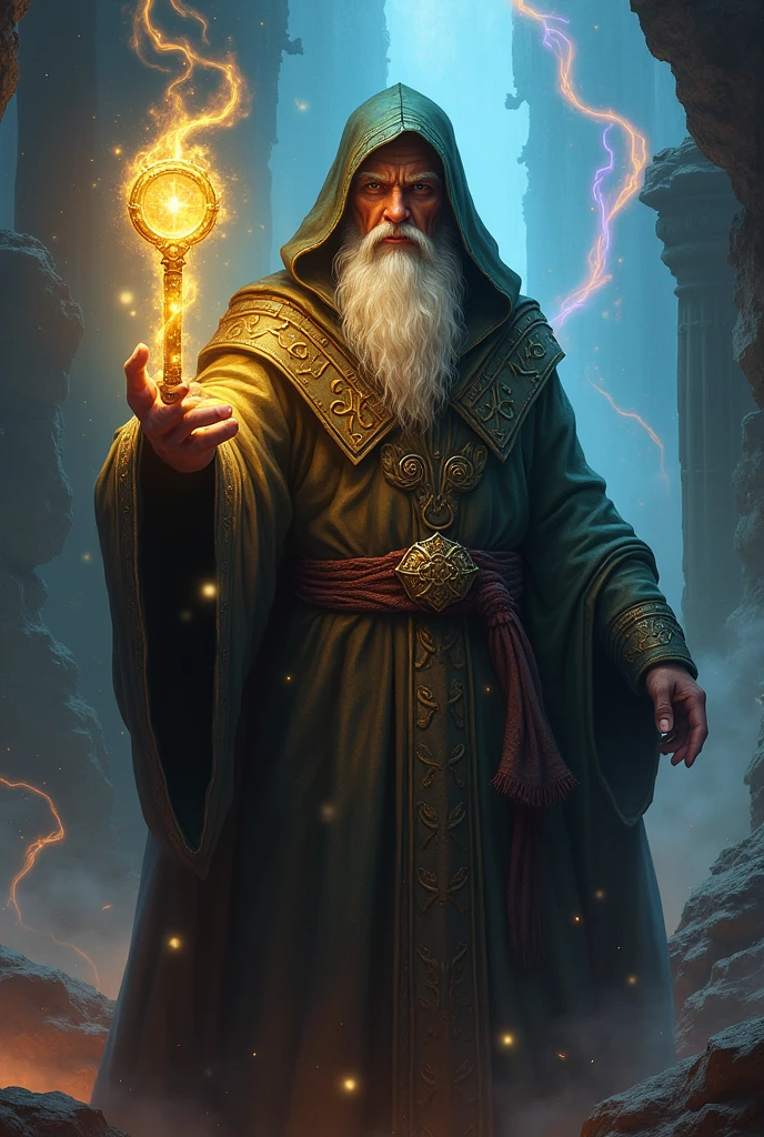 Wizard holding golden key
