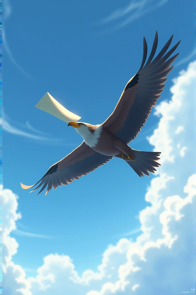 Burd Flying in the sky while carrying a letter