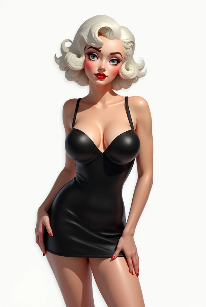 arafed photo of a woman in a black dress looking at herself in a mirror, a sketch by Vint Lawrence, tumblr, pop art, 1950s, 1 9 5 0 s, marilyn monroe, curvaceous. detailed expression, old hollywood, 1 9 4 0 s, 1940s, jayne mansfield in a swimsuit