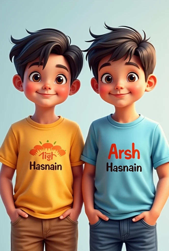 2 boy's name on tshirt 5 years age
1.Arsh
2.Hasnain