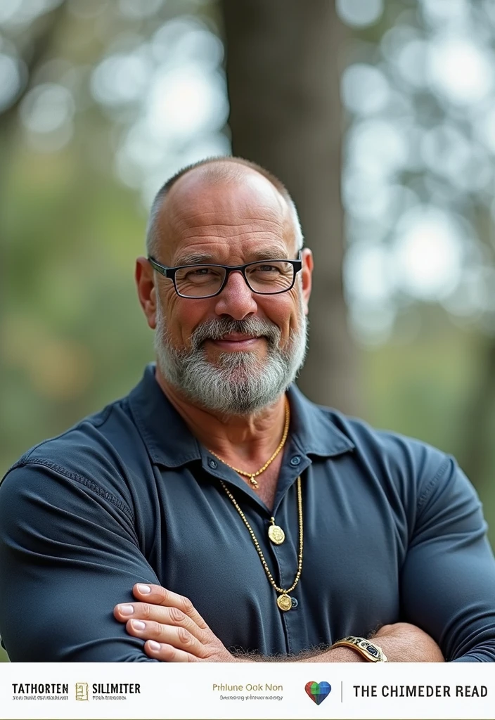 Wild muscle man, (40 year old dad:1.1), Chico 1, alone, Grey Hair (Black dress shirt), (Big shoulders), Muscle tissue, Nargon, Stubble, Short Beard, Cute eyes:1.3, ), (Detailed face:1.3), Wearing glasses, smile, Dynamic Angle, Volumetric lighting, (Highest quality, High resolution, Realistic), Cinema Lighting, masterpiece, Raw photo, Intricate details, High resolution, whole body, Tight jeans ,Cross your arms、Gold Necklace、Gold Bracelet、Huge pectoral muscles、Giant Arms、glare、darkness