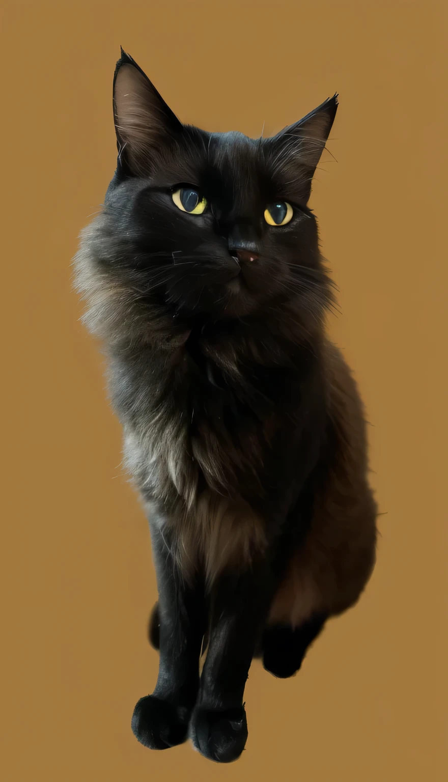a very cute furry cat, hairs drawn like cartoon, perfectly drawn eyes, eyes like a cartoon drawing, beautiful eyes, perfect eyes, she is very happy, she is smiling, the image is very detailed