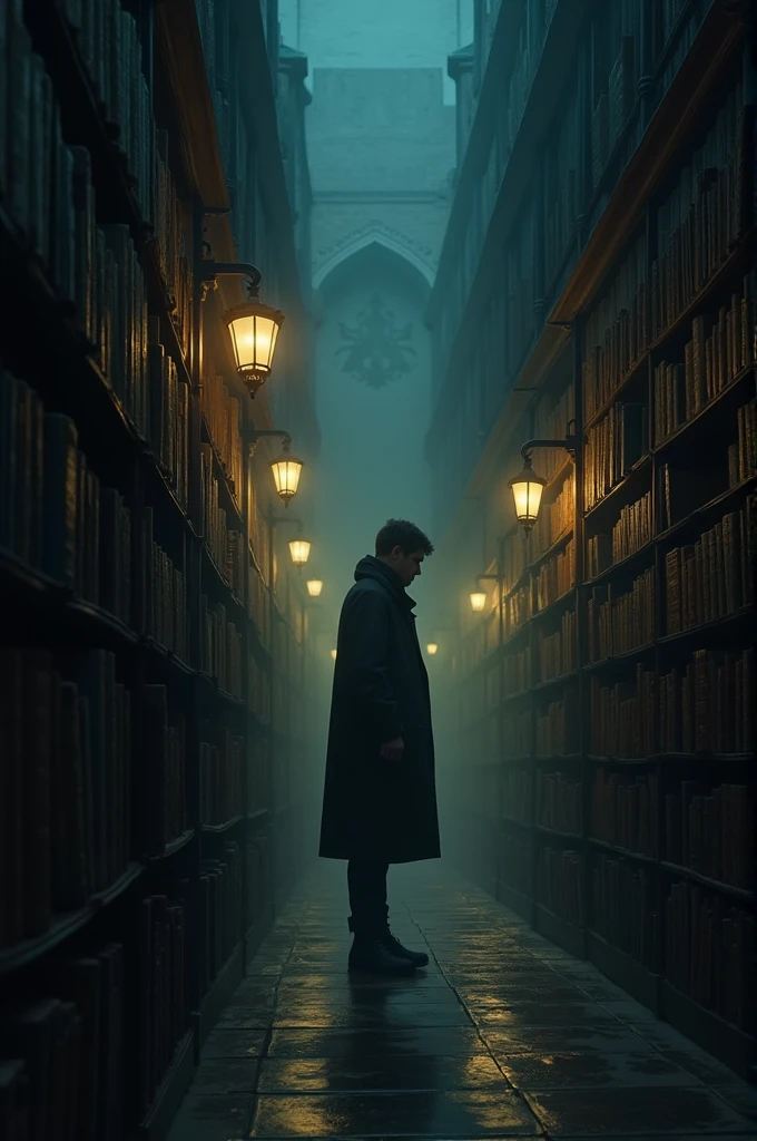 Night library person in front
