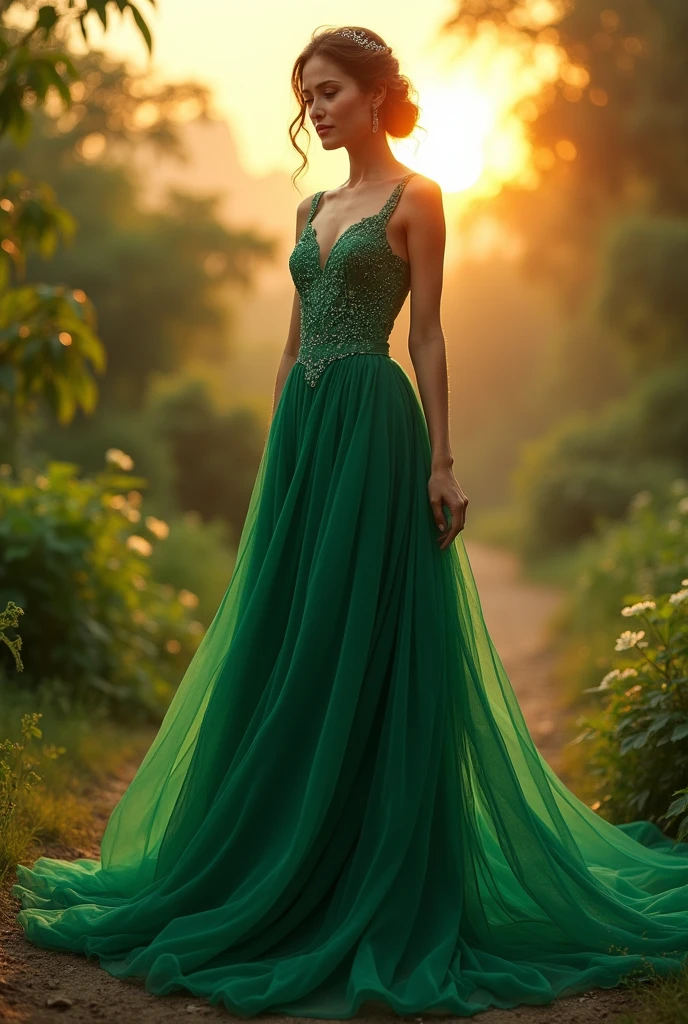 Create an emerald green dress