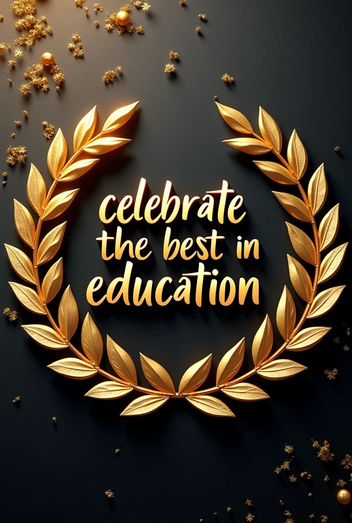 A golden laurel wreath encircling the text “Celebrate the Best in Education” on a luxurious textured background.