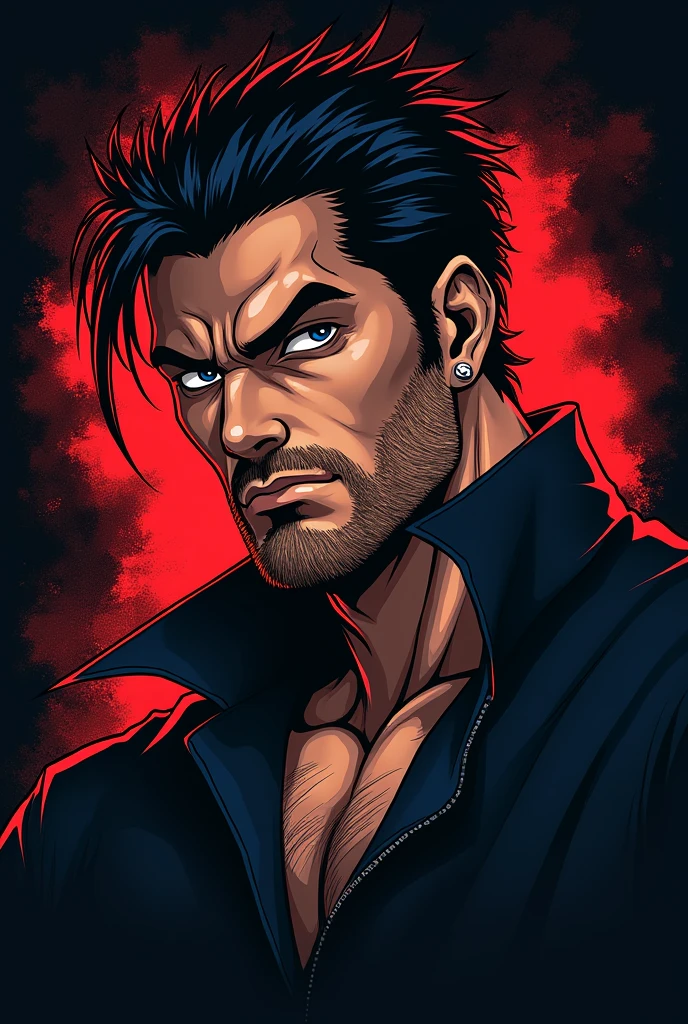 Create Some Good Anime style Design For Man for t-shirt printing black background