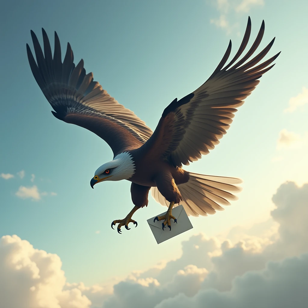 Bird Flying while carrying letter in legs