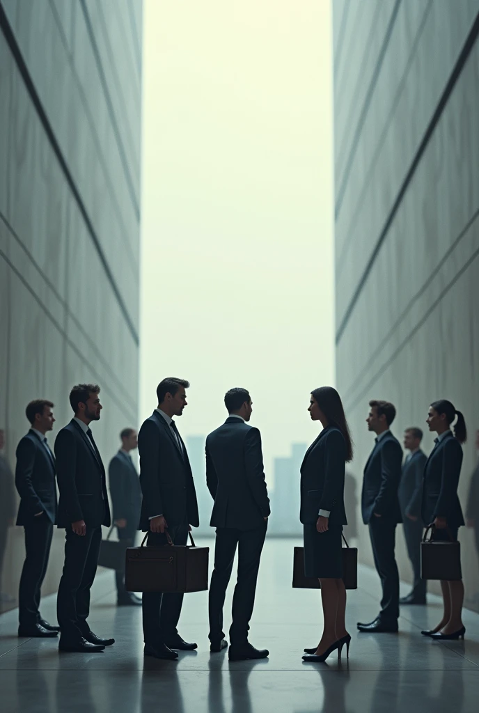 unity. no one is self-sufficient. people in suits


