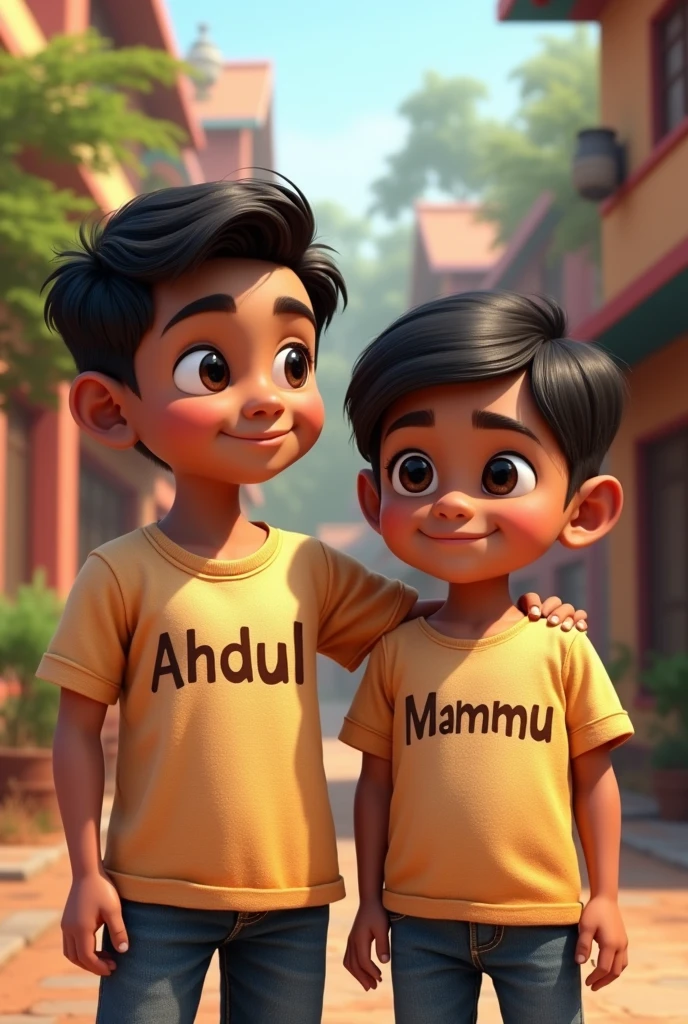 2 boy's name on tshirt 8  age and 4 yearsindian boys
1.mammu 4 year
2.abdul 8 year