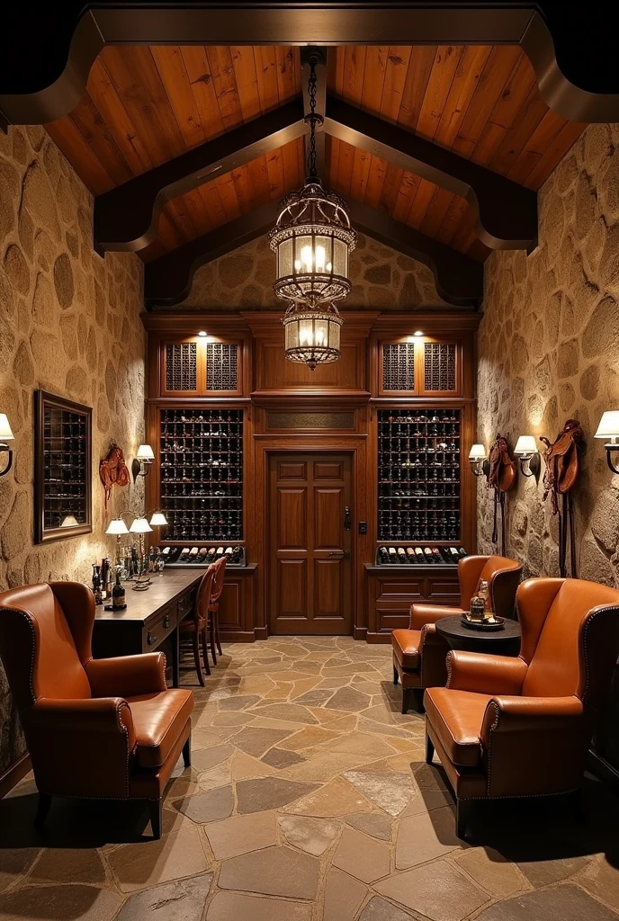 Design the interior of a wine cellar inspired by John Dutton&#39;s 