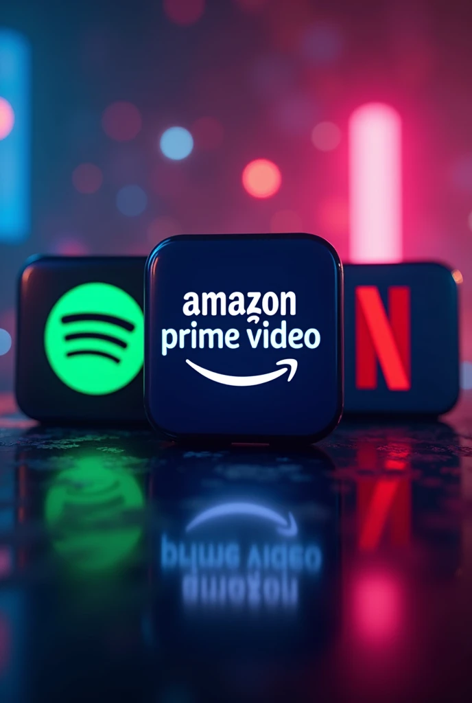 An image where Spotify appears, amazon Prime Video, Netflix and Disney Plus with their respective logos