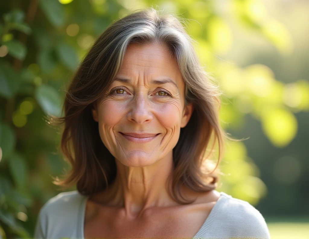Ecco un esempio di prompt che potresti usare su SeaArt per generare l'immagine realistica di una donna adulta di circa 50 anni:
---
"Create a realistic image of a 50-year-old woman. She has shoulder-length brown hair with a few strands of gray, light wrinkles around her eyes and mouth, and warm, friendly brown eyes. Her skin has a natural, healthy glow, showing some signs of aging. She is wearing a casual outfit, such as a simple blouse and jeans, and is standing in a natural outdoor setting, perhaps a park or garden, with soft sunlight illuminating her face. The expression on her face is calm and content, reflecting her life experience and wisdom."