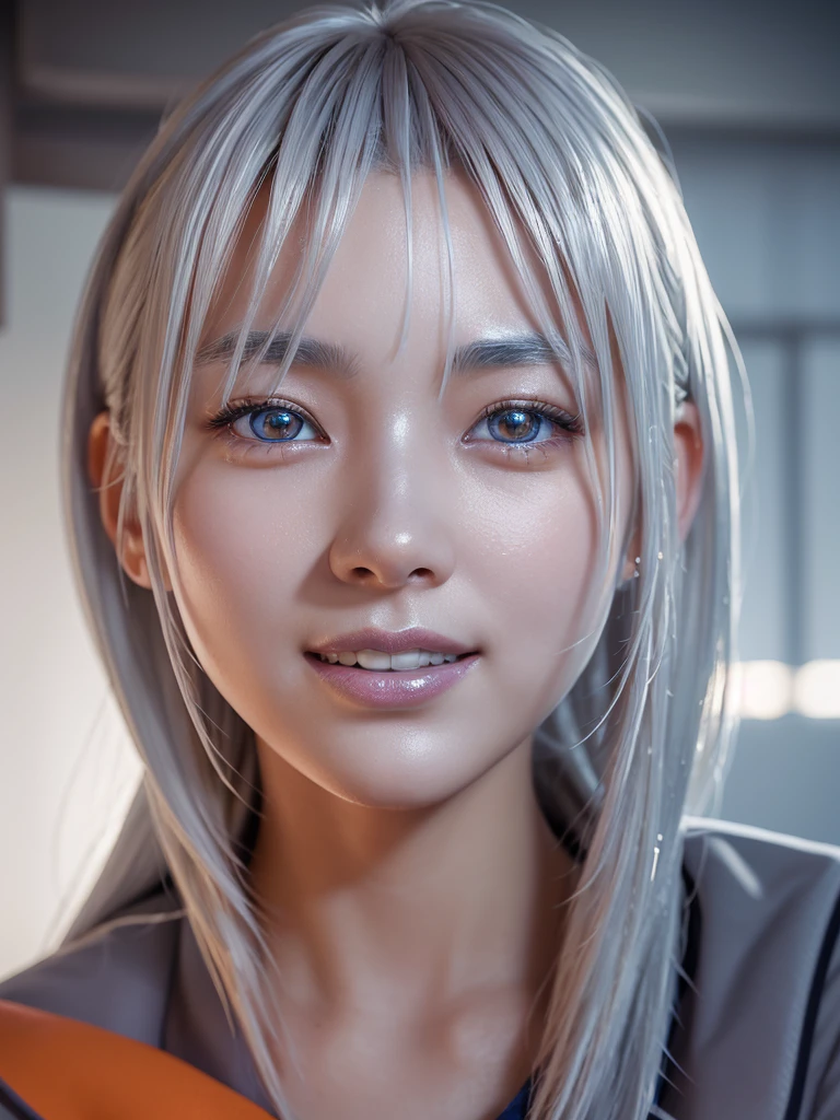 NSFW,Correct human anatomy、(a ultra cute beautiful Japanese girl wearing school uniform:1.5),(charming smile:1.25),large clear light blue eyes,droppy eyes,balanced eyes,transparent white skin,(silver hair:1.5),photorealistic, 8k, ultra-detailed, masterpiece, realistic, vivid colors, beautiful detailed eyes, beautiful detailed lips, extremely detailed face, intricate details, hyper realistic, cinematic lighting, dramatic shadows, stunning composition, intense atmosphere, highly detailed skin, exquisite facial features, volumetric lighting, raytraced global illumination, physically-based rendering, professional digital art,high resolution fix,(sexual climax:1.5)