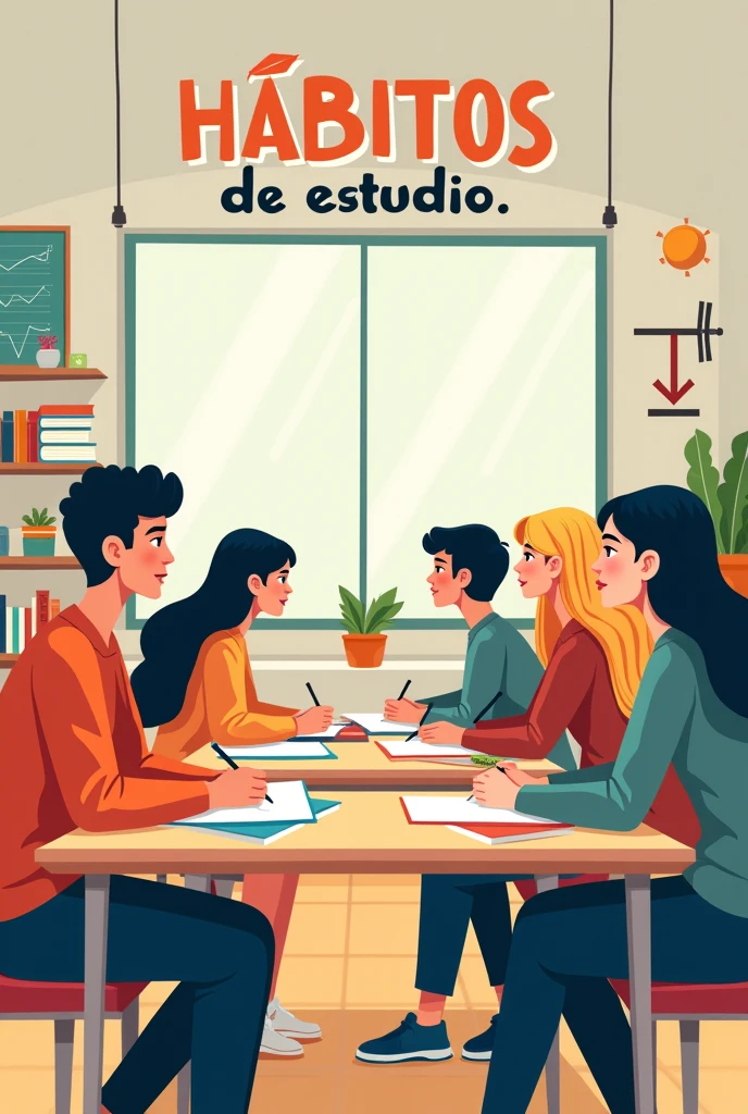 Create an educational poster that talks about study habits with an image of each one and its title is "The key to success is consistency in studying."
in Spanish