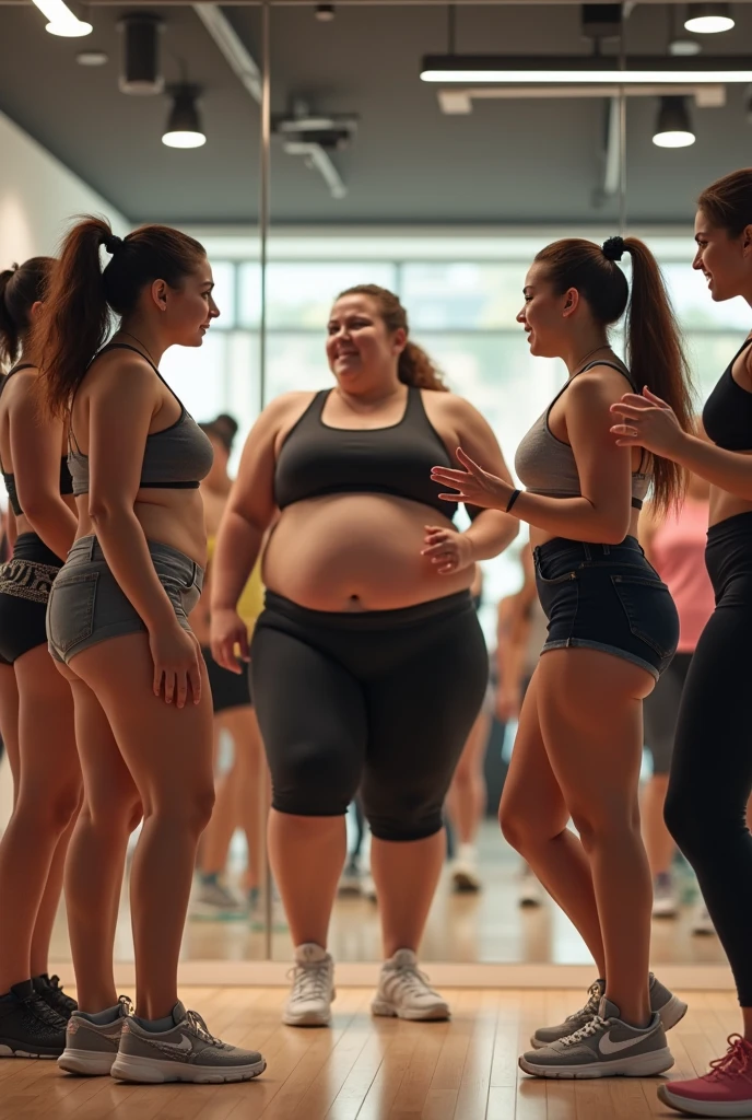 girls making fun of fat zumba instructor