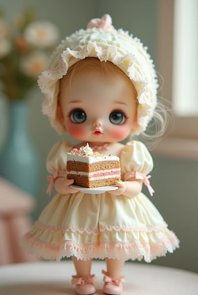 Little doll with cake 



