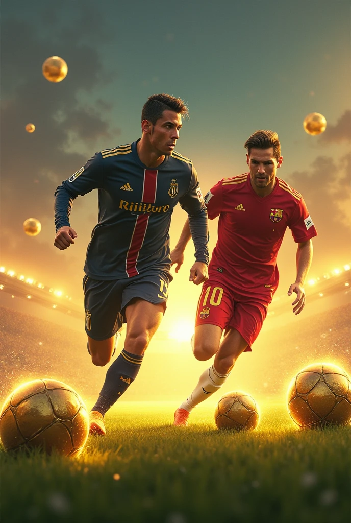Cr7 running after messi with golden balls dwarf messi