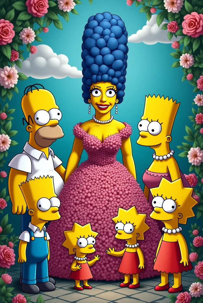 Create the Simpson with a drag queen in the floral theme