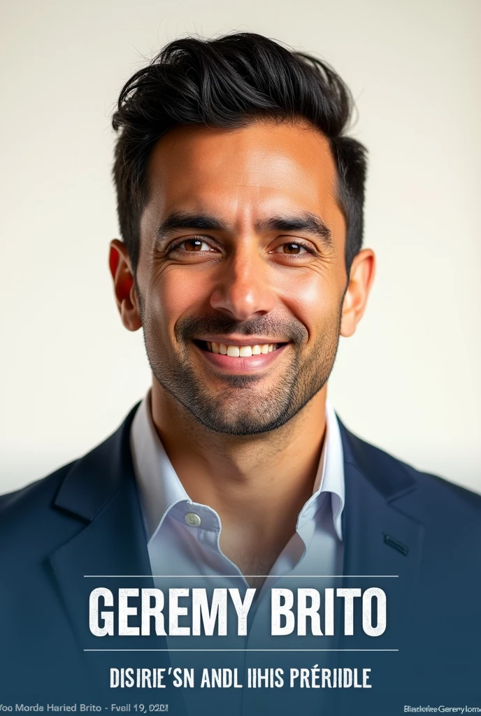 Take a photo of a face-to-face campaign that says "Vote for Geremy Brito" and below say "Freedom and Right to the People" with a photo of Mr.BEAST