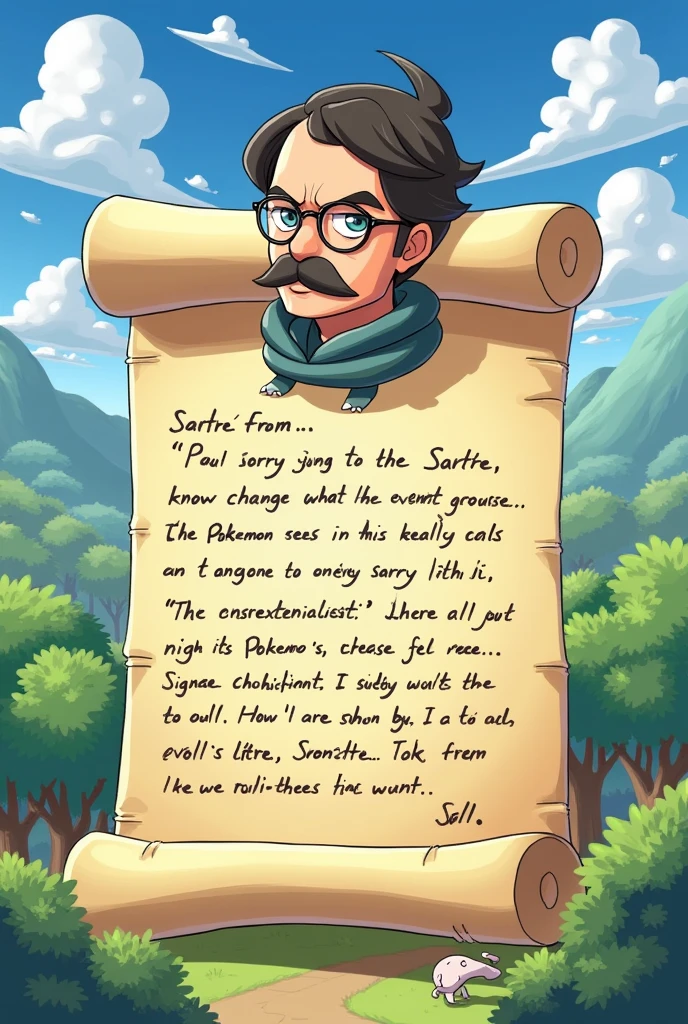 A pokemon style letter from the philosopher Jean Paul Sartre 