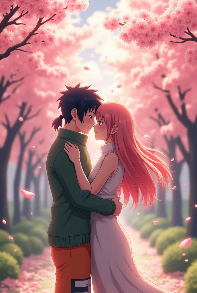 Sakura and Naruto kissing in little clothes