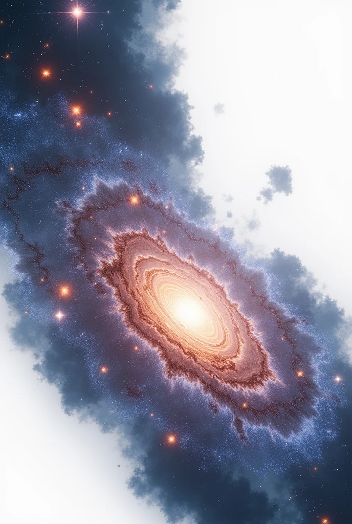 Perseus galaxies on a white background