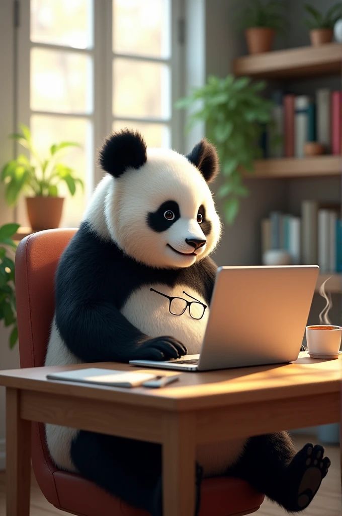 Panda with laptop