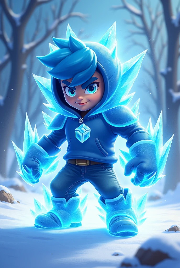 Brawl Stars character frozen and blue