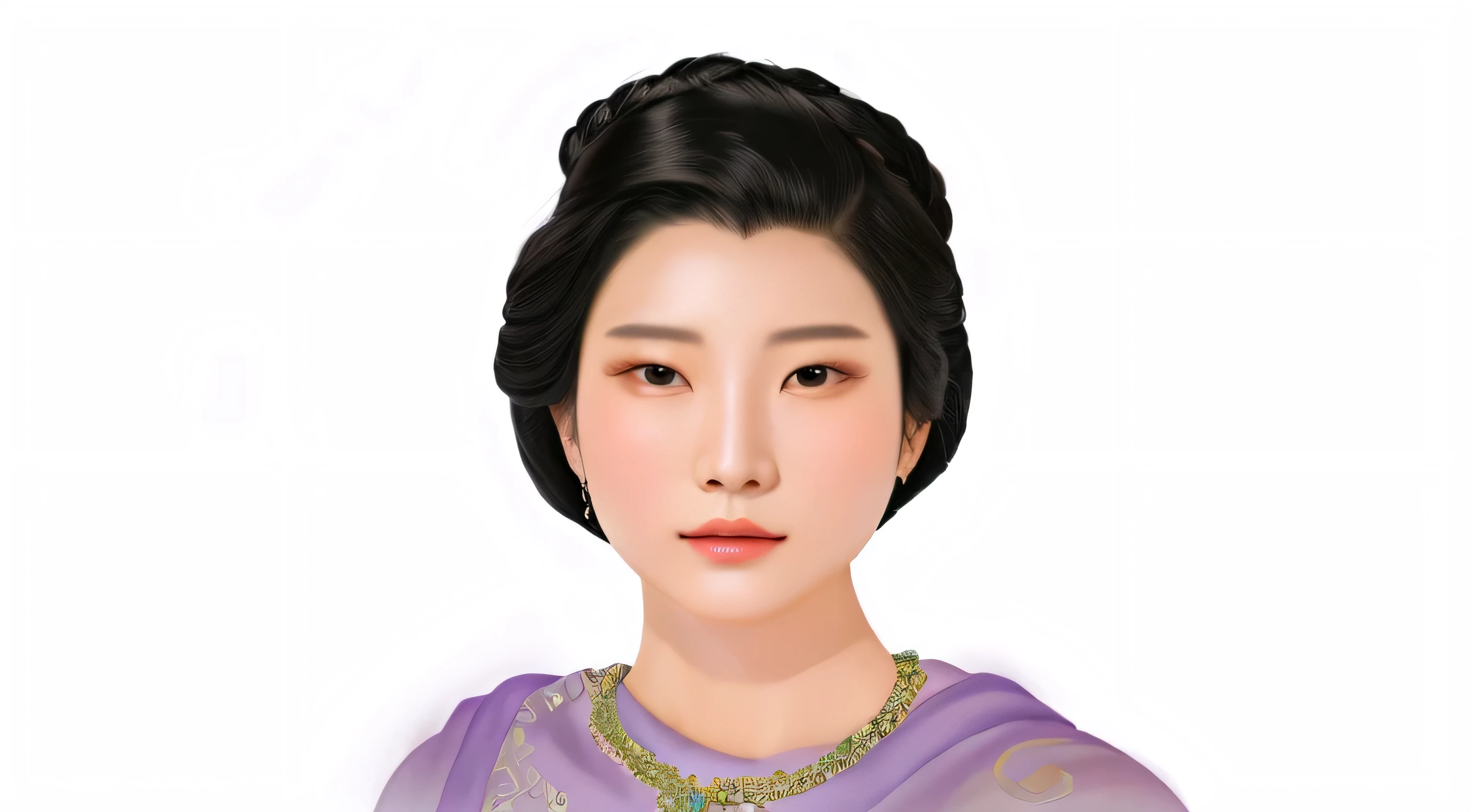 there is a woman with a necklace and a necklace on her neck, inspired by Sim Sa-jeong, inspired by Min Zhen, inspired by Lin Tinggui, inspired by Nil Gleyen, inspired by Mei Qing, inspired by Yao Tingmei, inspired by Jiao Bingzhen, digital art of an elegant, inspired by Yun Du-seo, detailed portrait