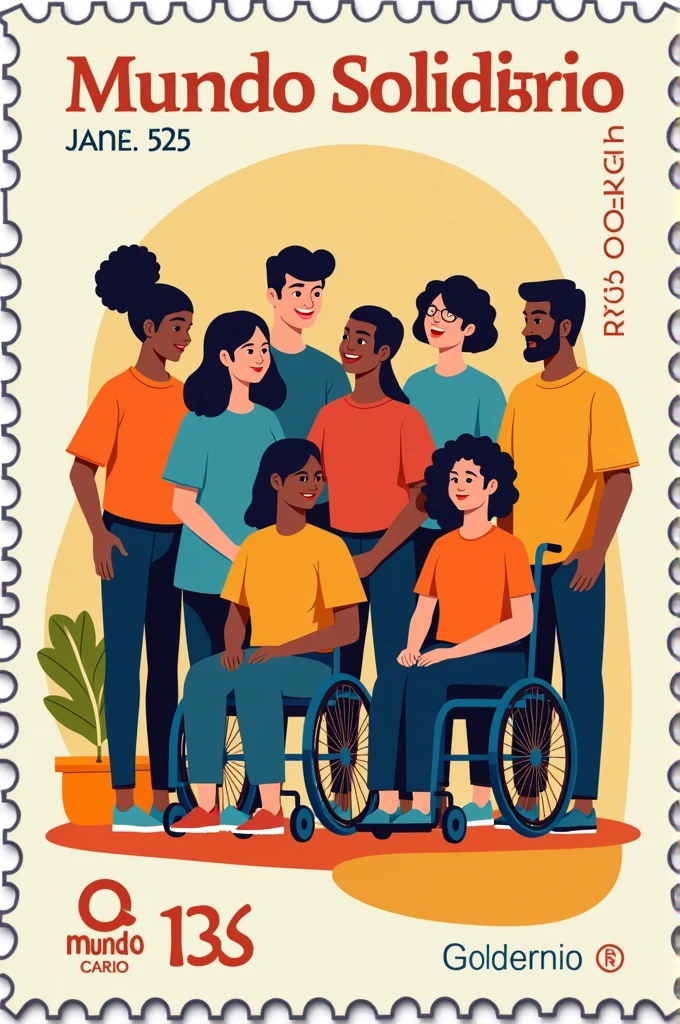 A stamp for an institution that works with people with disabilities with the letters Mundo Solidario