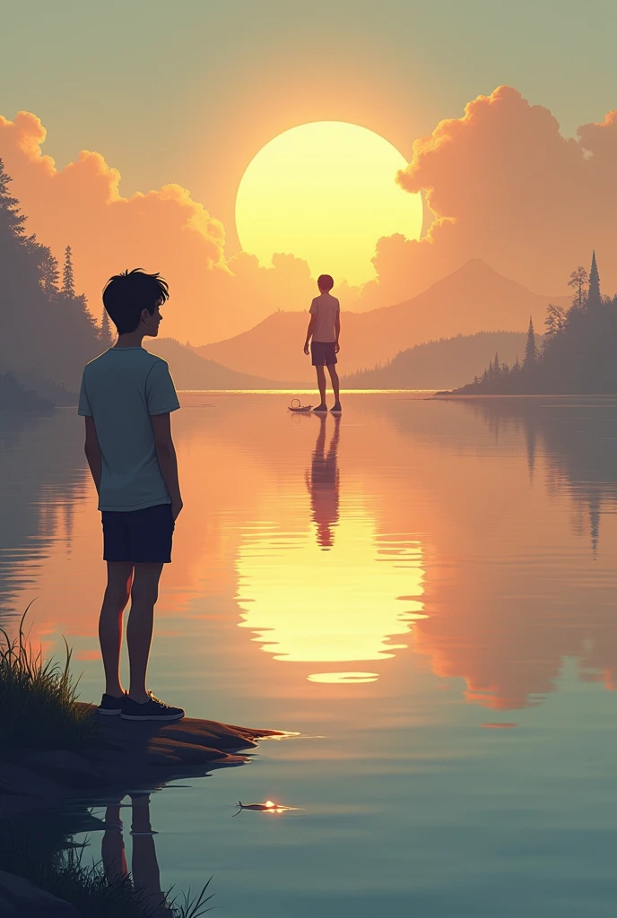 Reflections of Ambition: Concept: At sunrise, a person stands by a calm lake, looking at his reflection. In the water, they see an image of themselves achieving their dreams—graduating, traveling, or leading a successful project.
Alignment: This reflection represents self-belief and the power of visualization. It emphasizes that seeing yourself achieving your dreams is the first step, but staying committed and consistent is what will make them come true, in line with Denzel’s .create a man message.