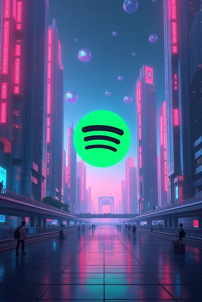 Could you generate a futuristic image with the Spotify and Disney Plus logo? 