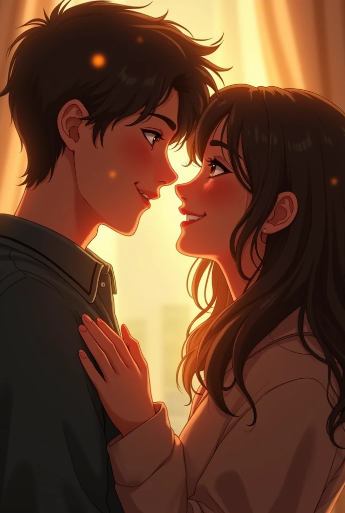 A young college boy and girl starring each other with love