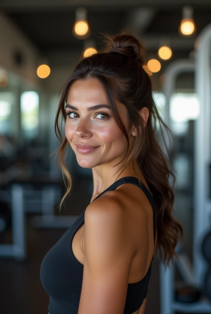 1 Instagram girl dark brown hair at the gym 