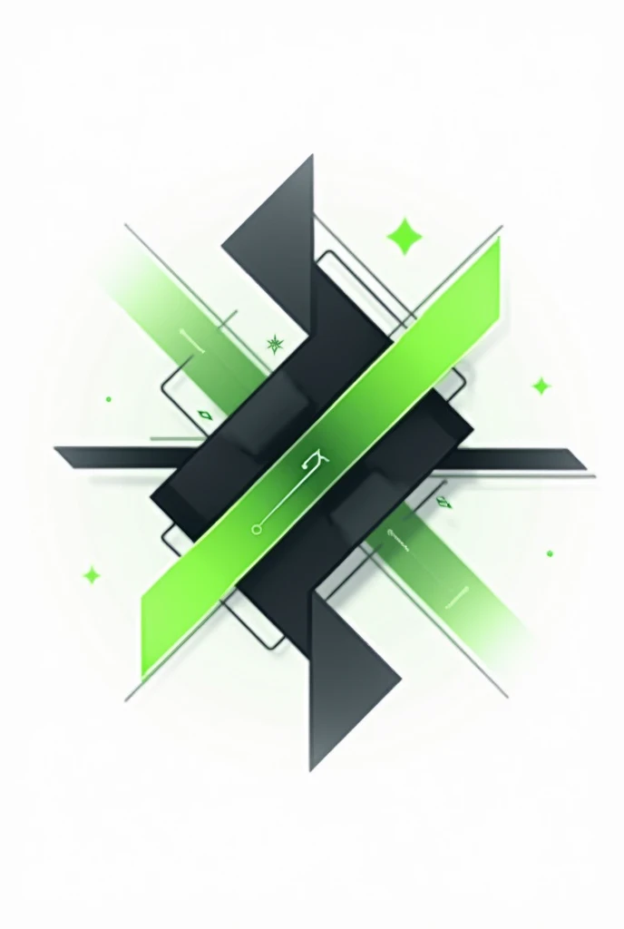 black and green symbol representing computer science and artificial intelligence just the drawing with a white background