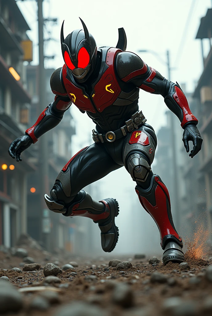 A Kamen Rider do superhero landing