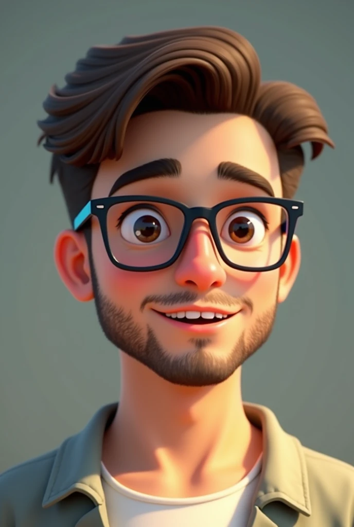 Very little beard , prescription glasses , Round face , young 2