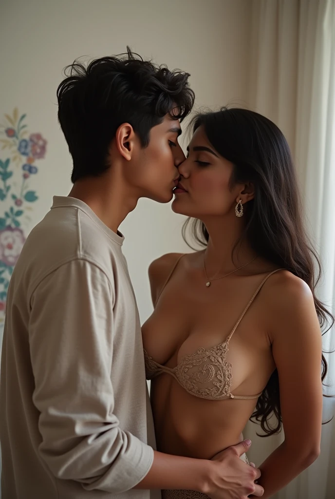 Indian age boy kissing boobs and fingering pussy of this indian teenl friend