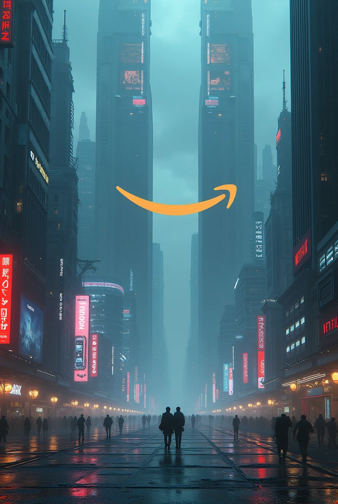 Could you generate a futuristic image with the Amazon Prime and Netflix logo?